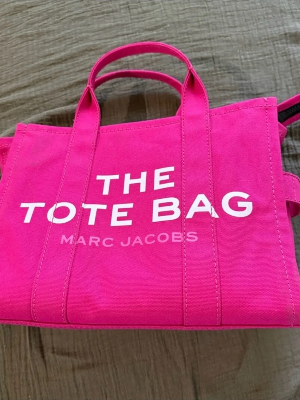Marc Jacobs Hot Pink Canvas Tote with White Logo